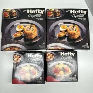 Hefty Crystals Disposable Plates And Bowls Clear See Thru Vintage 1990's Set